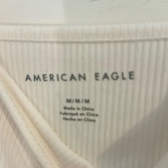American Eagle Outfitters Cream Fitted Crop Tank Top - Picture 3 of 6